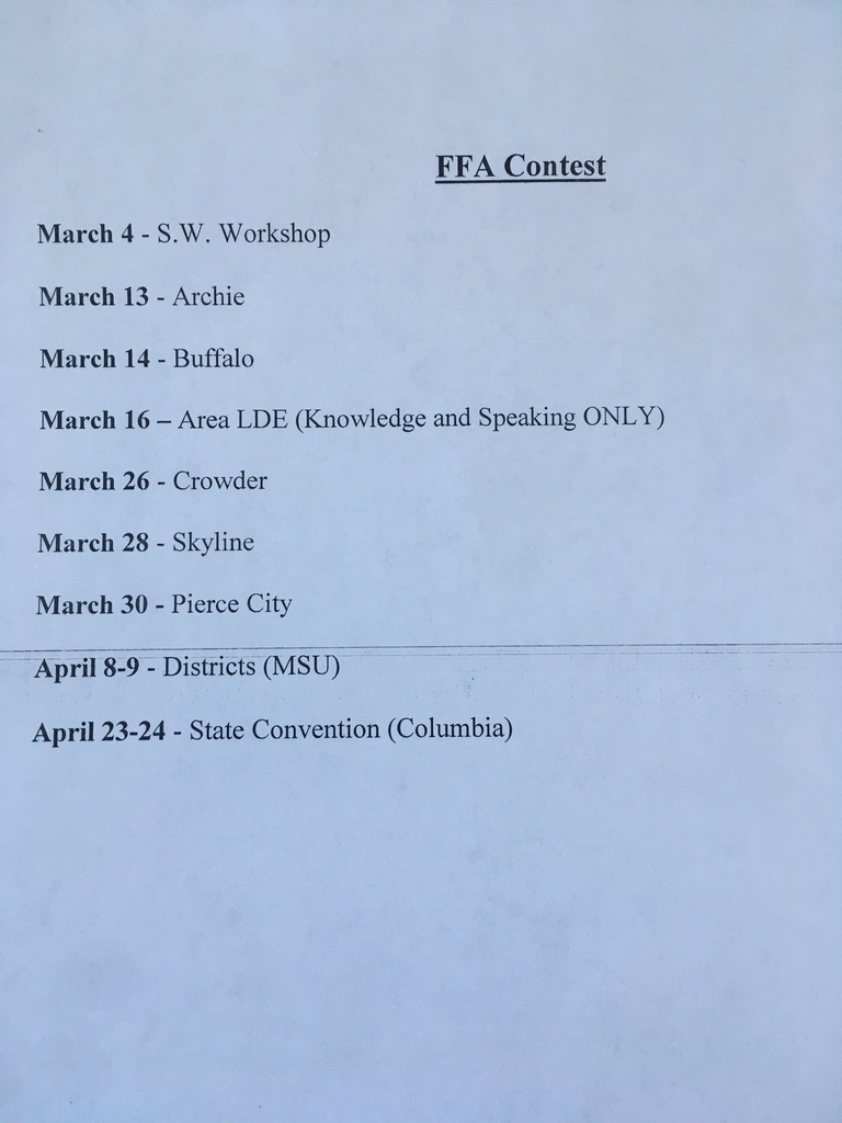 FFA Schedule